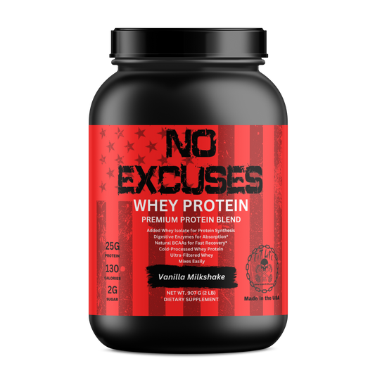 "NO EXCUSES" 100% Whey Protein - Vanilla Milkshake